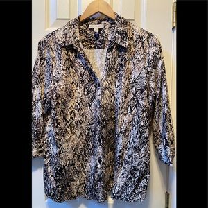 Dana Buchman blouse black,brown,tan. Size XXL
